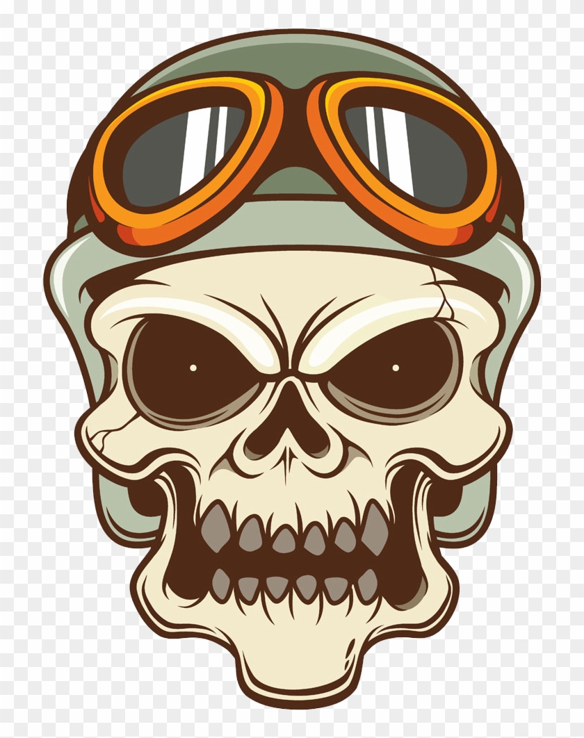 Motorcycle Helmet Skull Clip Art - Skull With Goggles Png Clipart #1007583