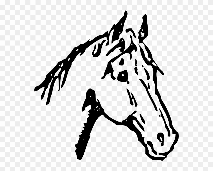 Horse Head Drawing Clip Art At Clker - Black And White Horse Head #1007915