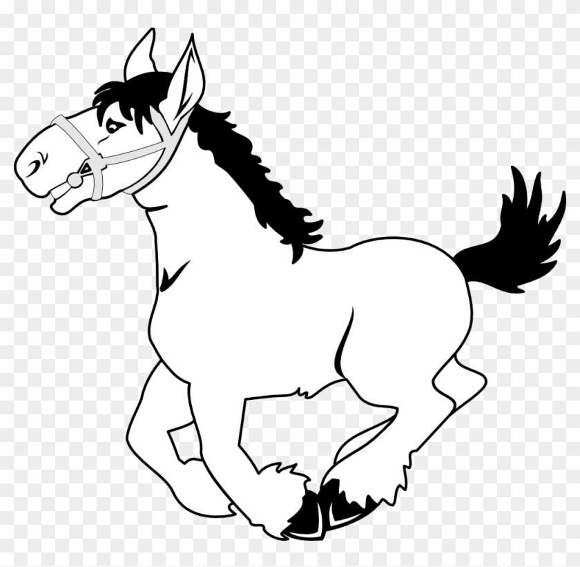 Horse Clip Art - Black And White Horse #1007928