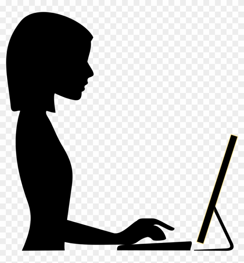 Female Computer Clipart - Woman Computer Icon #1007952