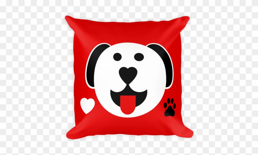Puppy Face With Heart And Paw Red Throw Pillow - Throw Pillow #1008093