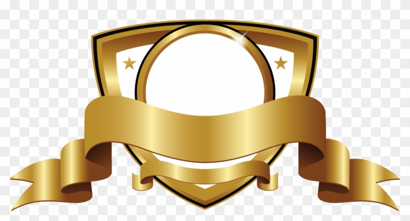 Gold Shield Ribbon Border - Gold Badge Png #1008120