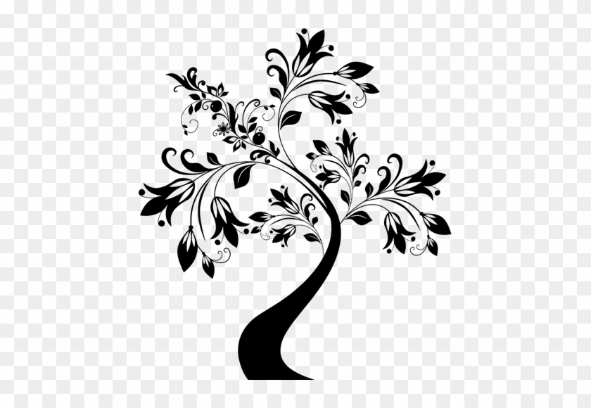 Black And White Tree Clipart - Floral Tree Black And White #1008221