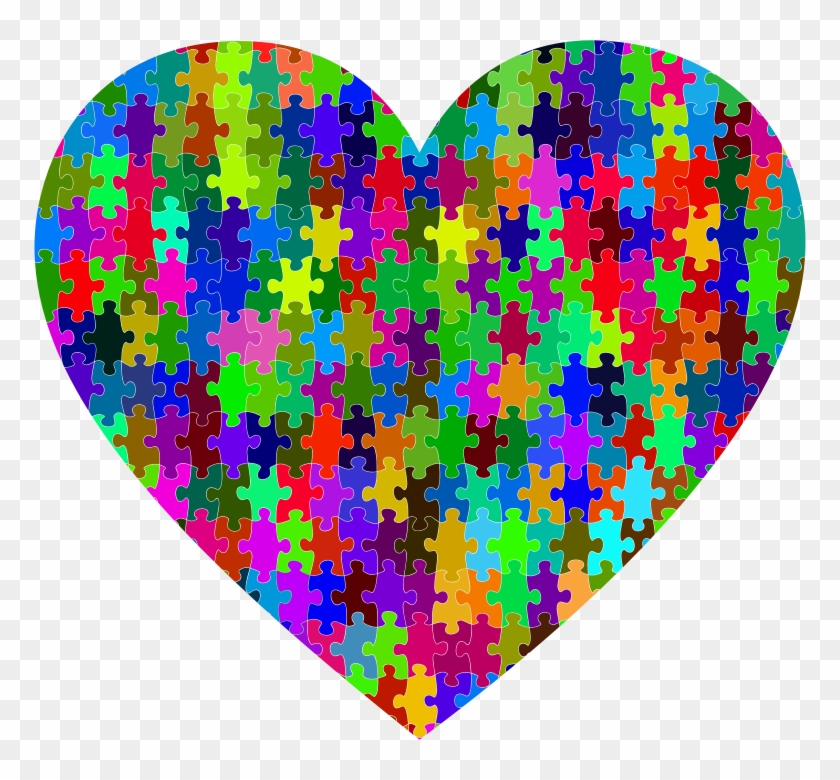 Medium Image - Puzzle Pieces Heart Pendant Necklace, Silver Gold Plated #1008655