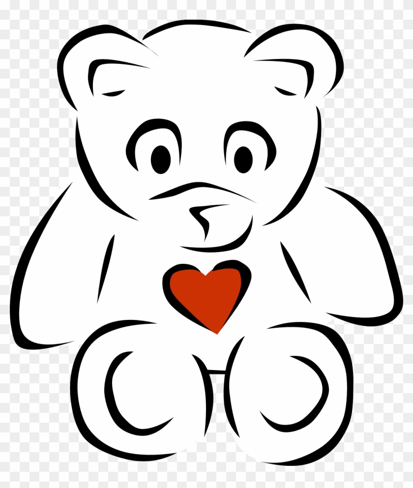 Clip Art Bear Heart Black White Line Art Letters With - Teddy Bear Clip Art #1008740