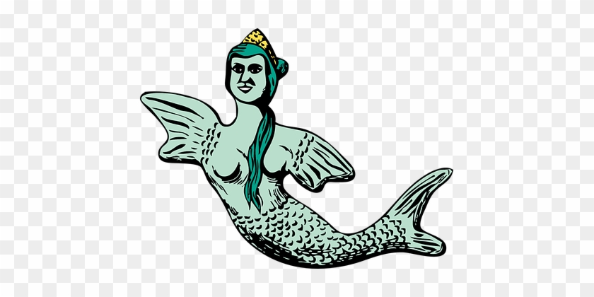 Mermaid Fish Woman Tail Fictitious Fantasy - 人魚 フリー イラスト #1008800