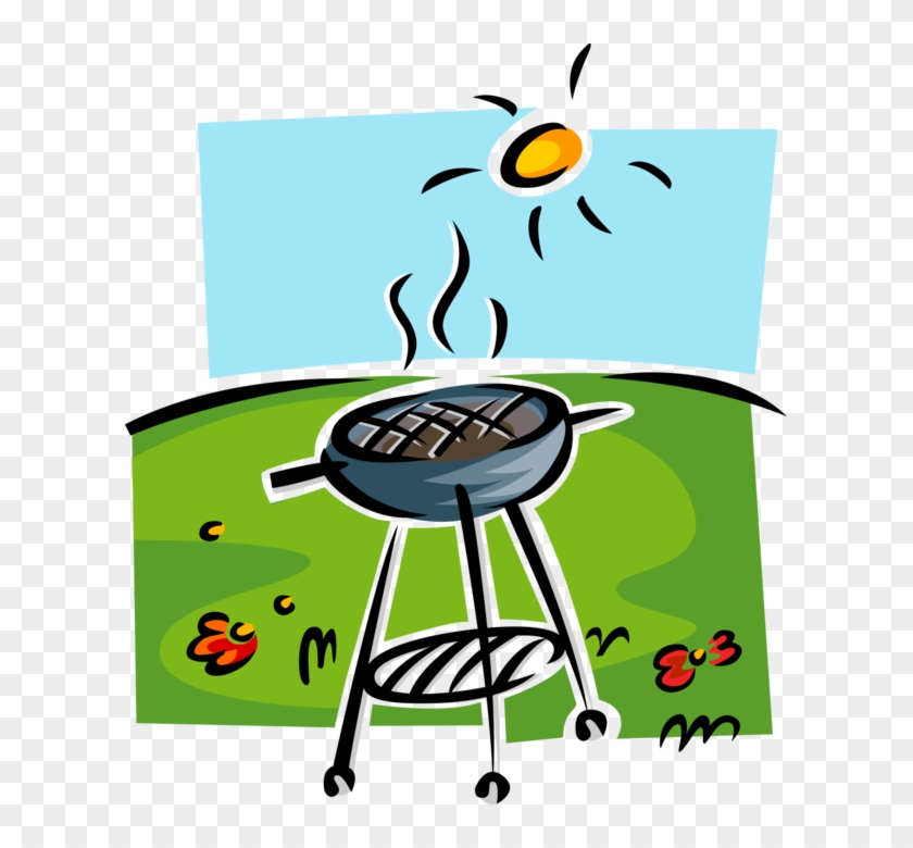 Vector Illustration Of Outdoor Summer Barbeque Or Bbq - Bbq Clipart #1008938