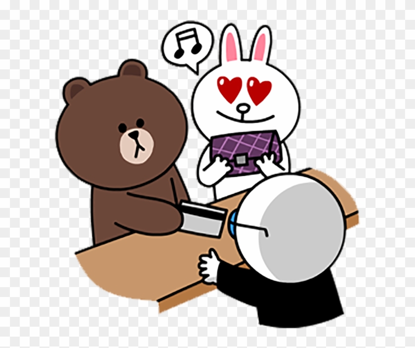 Brown Bear Sticker Line - Brown Bear And Cony Bunny #1009227