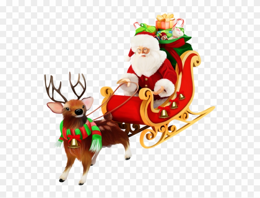 Santa Sleigh Png Pic - Cartoon Santa In A Sleigh #1009333