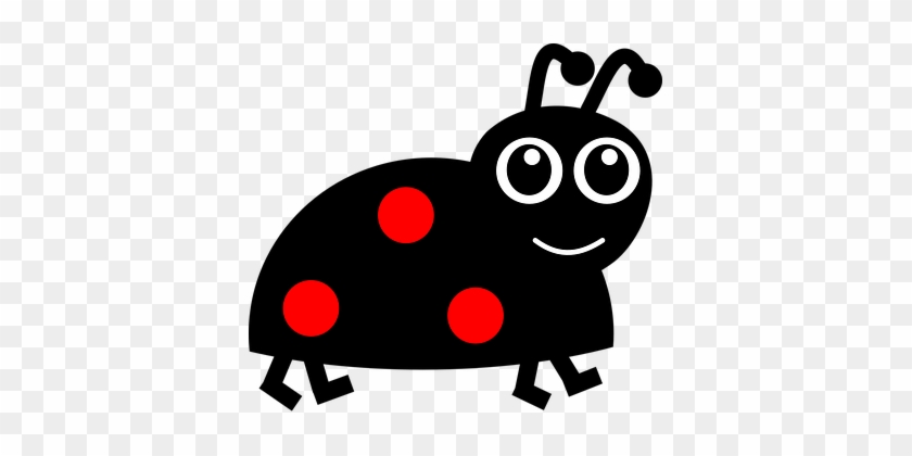Ladybug, Smile, Black, Inverted, Cartoon - Ladybug Cartoon #1009568