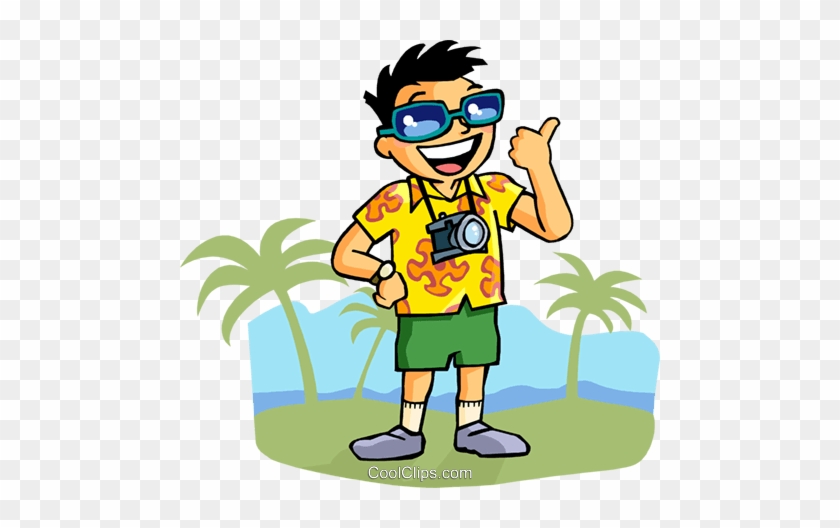 Tourist With Camera Royalty Free Vector Clip Art Illustration - Free Time Clip Art #1009624