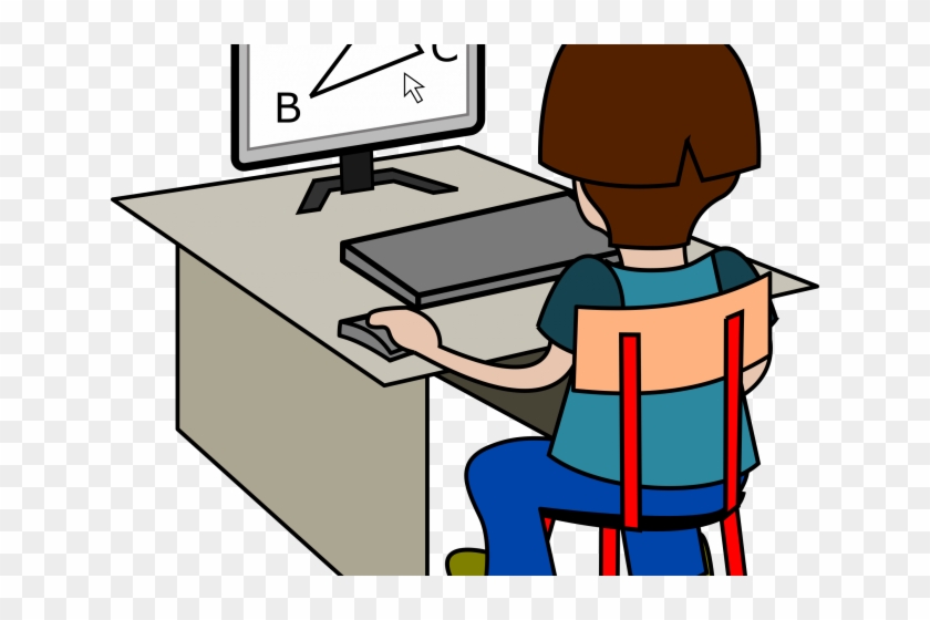Homework Clipart Computer - Student On Computer Clip Art #1009735