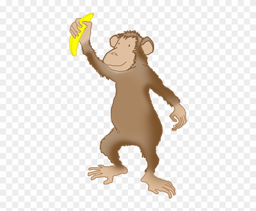 Funny Walking Monkey Png, Cute Monkey With Banana Png - Drawing #1009804