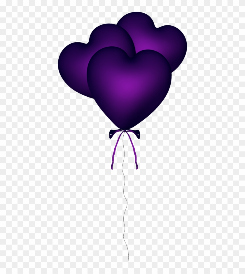 Roses And Rings 3d - Purple Heart Shaped Balloons #1009861
