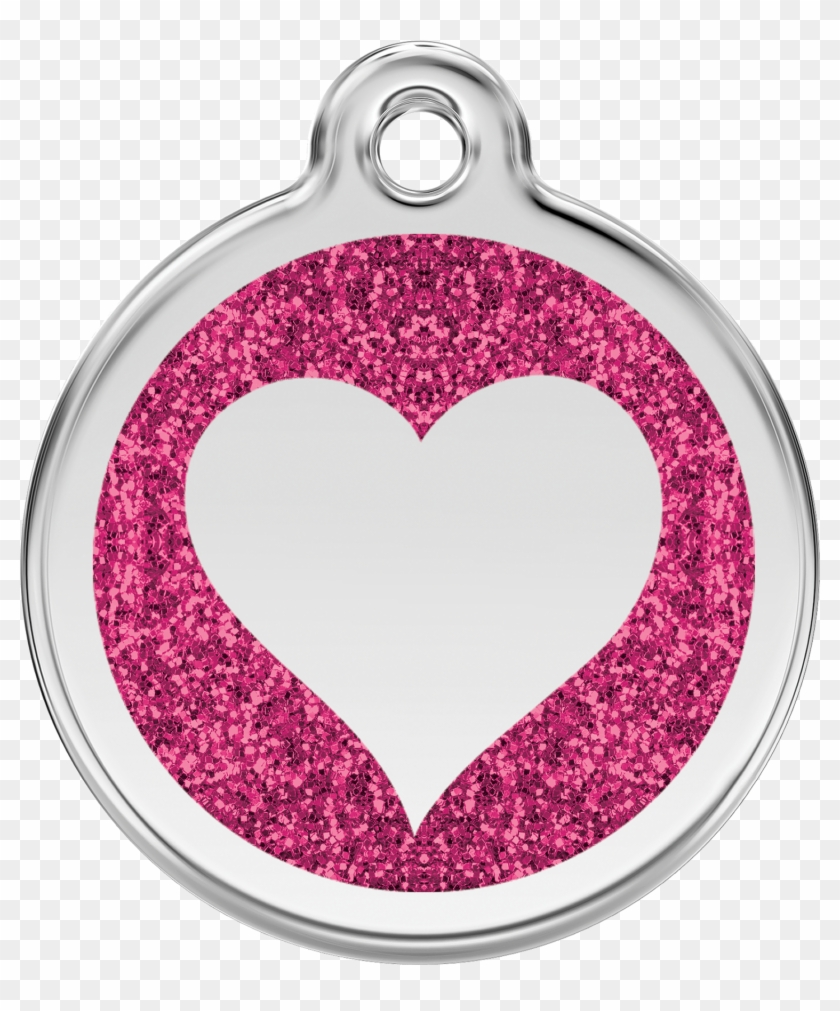 Red Dingo Glitter Enamel Tag Heart Hot Pink 0x Ht Hp - Red Dingo Glitter Enamel Heart Cat Id Tag - Hot Pink #1009868