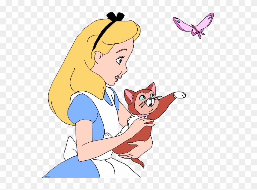 Alice And Her Cat Dinah And The Beautiful Butterfly Alice In Wonderland And Her Cat Free Transparent Png Clipart Images Download