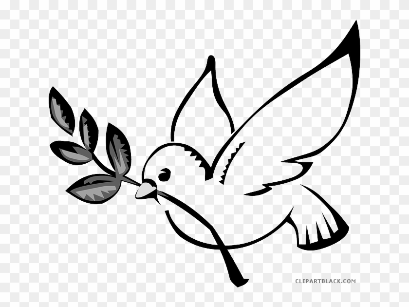 Dove With Olive Branch Animal Free Black White Clipart - Peace Dove #1010187