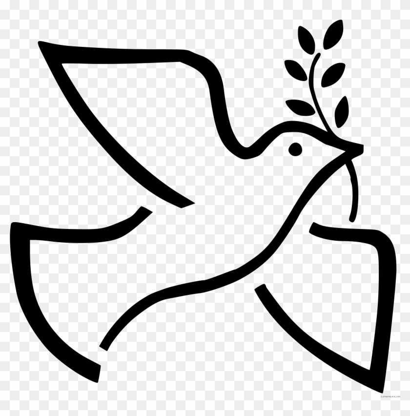 Dove Silhouette Animal Free Black White Clipart Images - Dove Olive Branch Clip Art #1010188