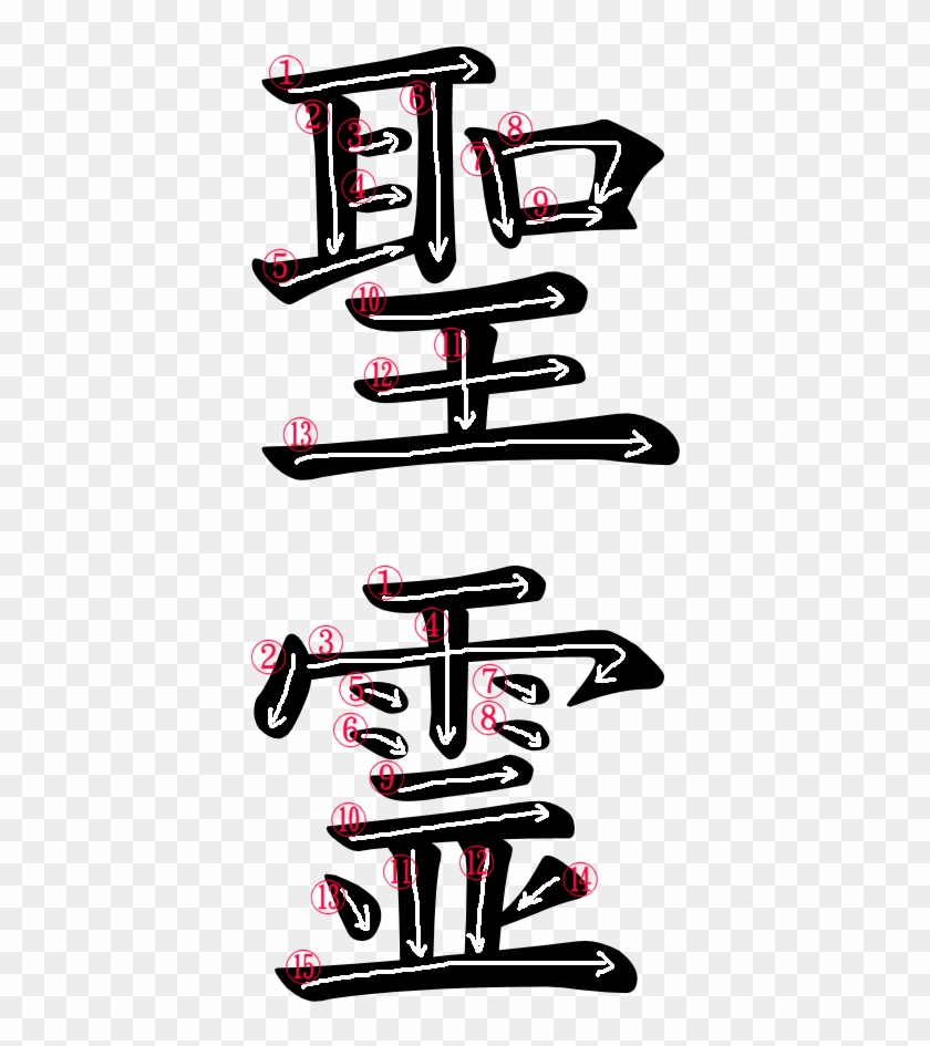 Stroke Order For 聖霊 - Hyakumonogatari Kaidankai #1010380