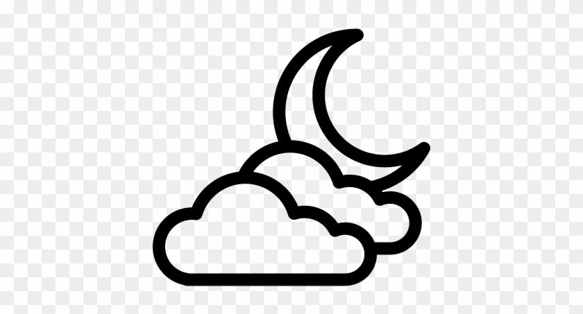 Night Half Moon And Clouds Vector - Moon And Cloud Vector Png #1010443