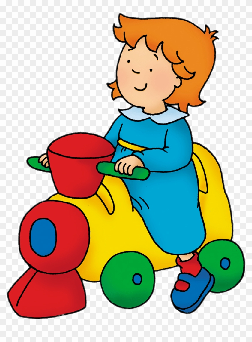 Caillou's Sister Rosie On Toy Train Png - Rosie Caillou Png #1010823