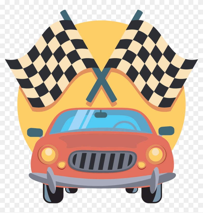 Race Car Clipart - Check Flag Car #1011022