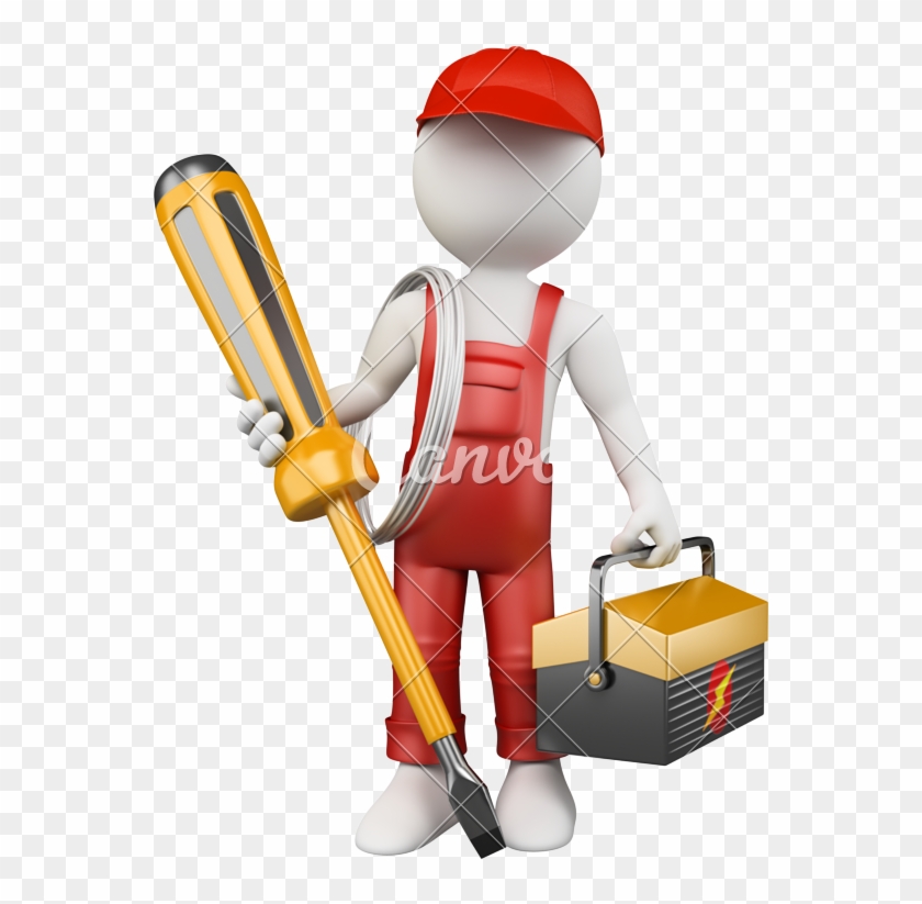 3d White People Electrician - 3d Man Electrician #1011326