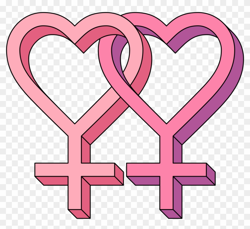 Lesbian Hearts Symbol 3d - Lesbian Symbol Png #1011617