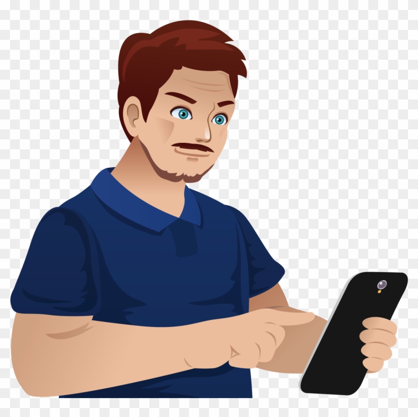 Mobile Phones Cartoon Telephone - Man With Phone Png #1011831