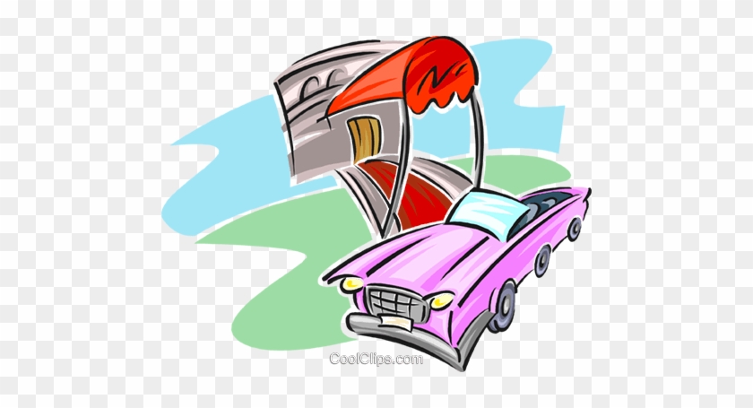 Hotel With Red Carpet Extended To Car Royalty Free - Car At Hotel Clipart #1012202