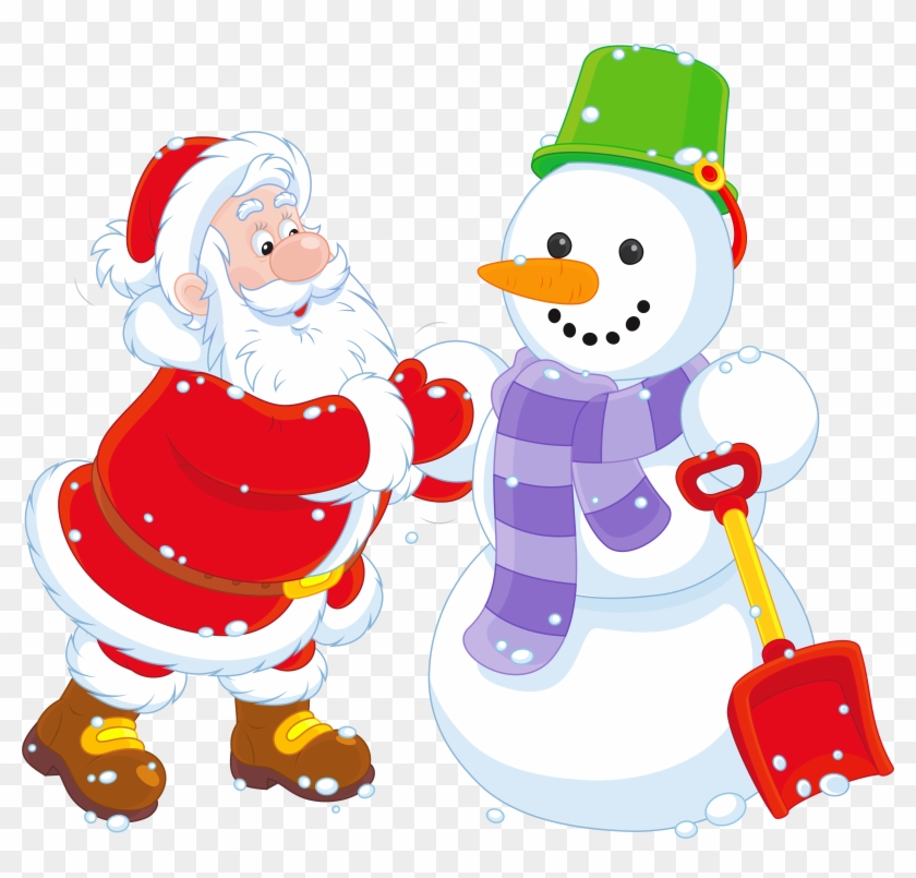 Transparent Santa And Snowman Png Clipart - Santa And Snowman Clipart #1012251