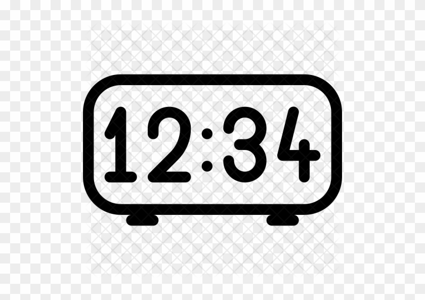 Digital Alarm Clock Icon - Digital Time Clipart Black And White #1012258