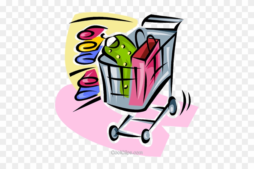 Shopping Cart With Clothing Items Royalty Free Vector - Consumer Goods Clipart #1012319