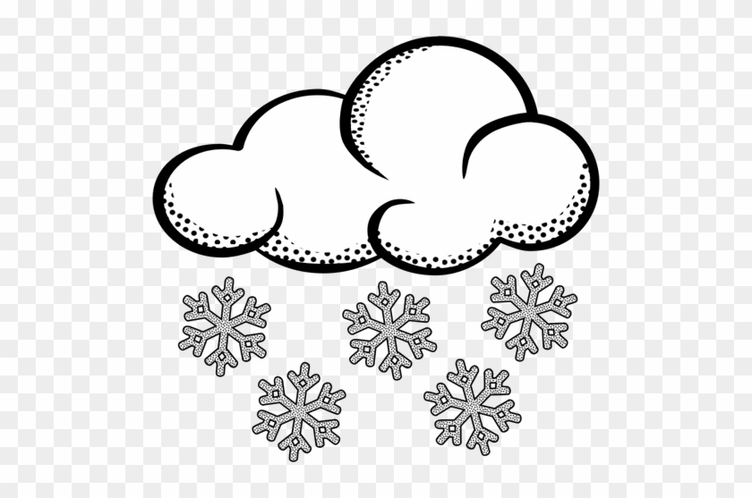 Clip Art Of Think Line Art Snowy Cloud - Snow Cloud Clipart Black And White #1012367