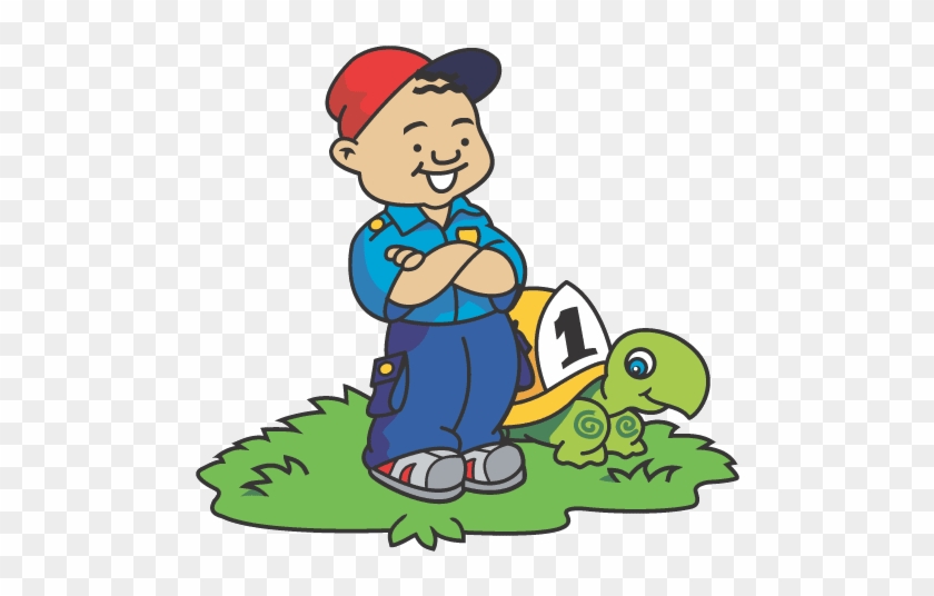 Boy And Turtle Small - Clip Art Of Boy #1012637