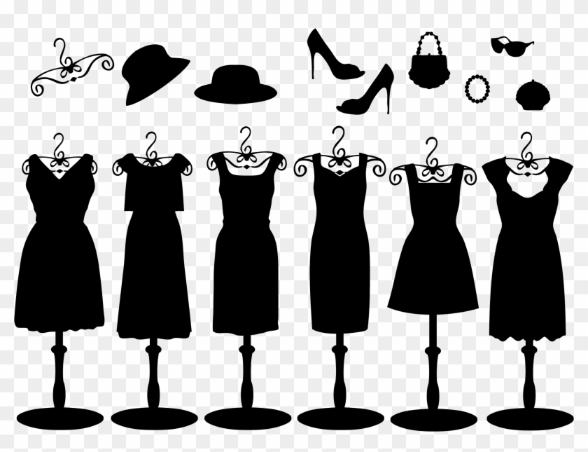 Clipart Black Dresses And Accessories - Little Black Dress Clipart #1012800