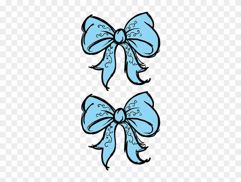Two Blue Bows With Curls - Two Blue Bows With Curls #1013069