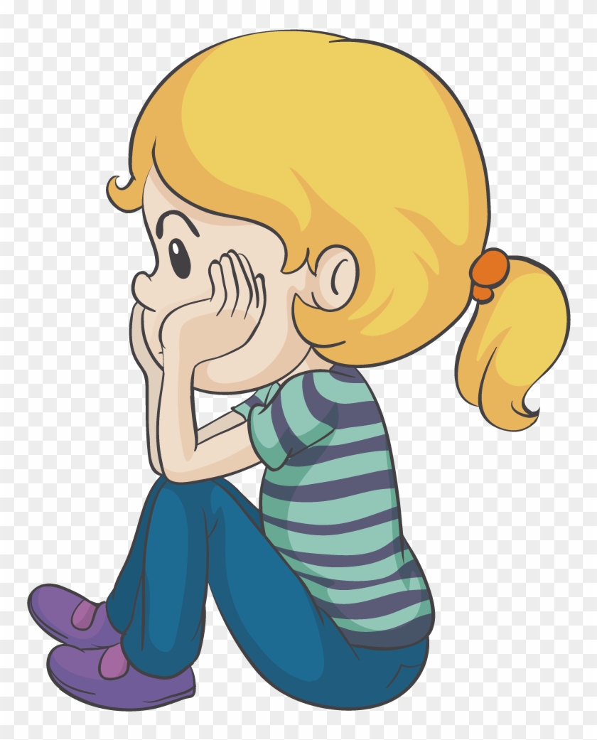 Cartoon Girl Illustration - Cartoon Little Girl Sitting - Free Transparent  PNG Clipart Images Download