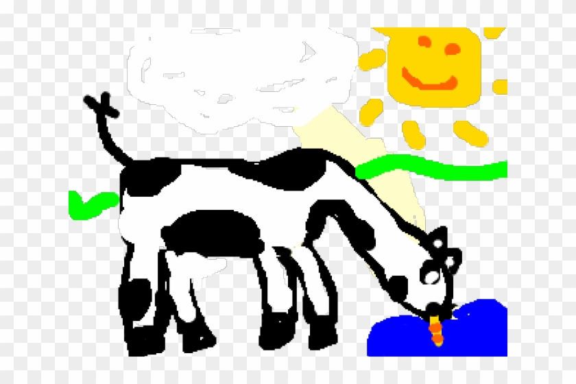 Drawn Cow Drinking Water - Drawn Cow Drinking Water #1013426