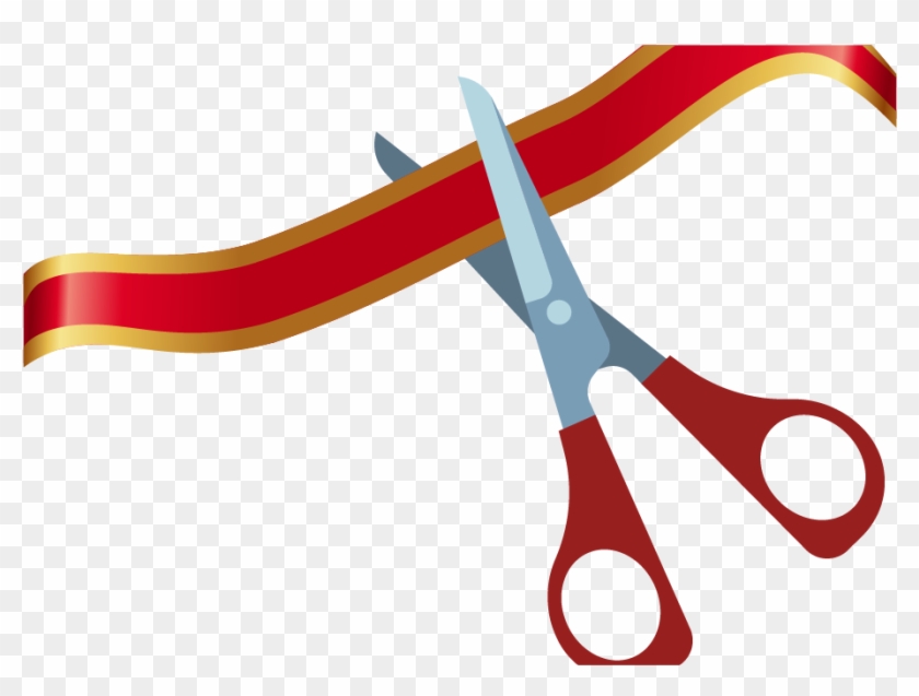 Opening Ceremony Ribbon Cutting Scissors - Ribbon Cutting Vector #1013726