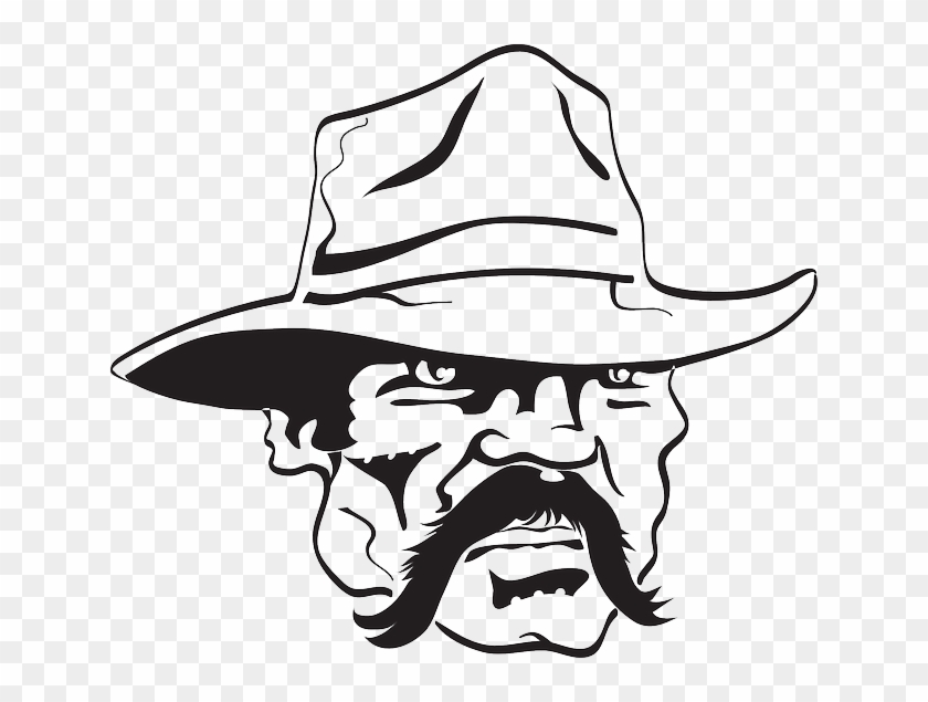 Mustache Western, Angry, Hat, Long, Cowboy, With, Mustache - Cowboy Vector #1013781