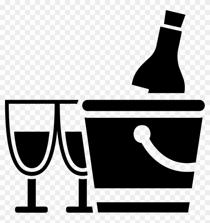 Wine Bottle In Bucket With Two Glasses Comments - Wine And Glass Png Icon #1013956