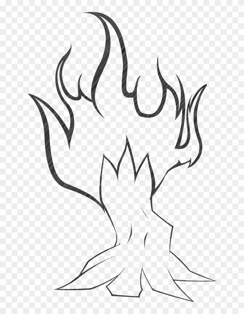 Burning Tree Tattoo Design By Pargile On Clipart Library - Burning Tree Line Drawing #1014439
