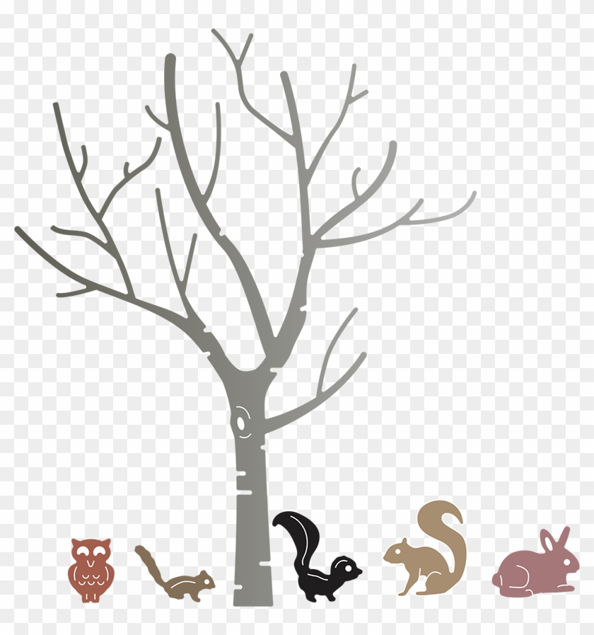 Cheery Lynn Designs Dies - Birch Tree With Cute Critters #1014458