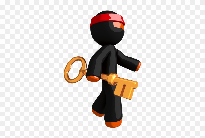 Orange Man Ninja Warrior With Large Gold Key - Gold #1014475