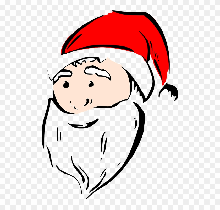 Collection Of Outline Of Christmas Tree - Santa Face #1014488