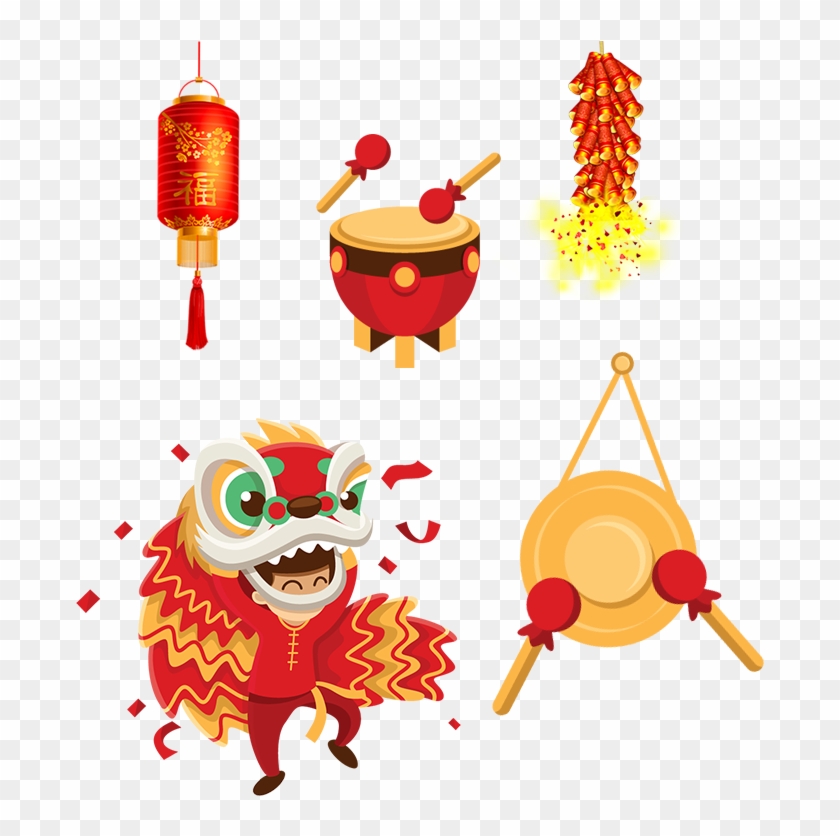 Lion Dance Chinese New Year Clip Art - 舞 獅 卡通 #1014630