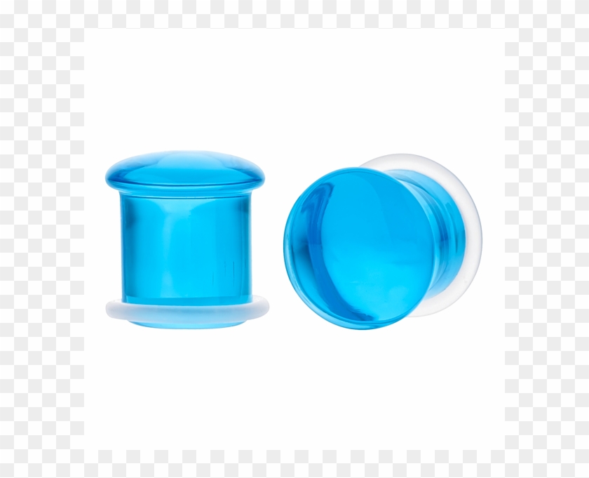 Gorilla Glass Ocean Blue Solid Color Glass Plugs - Lid #1014998