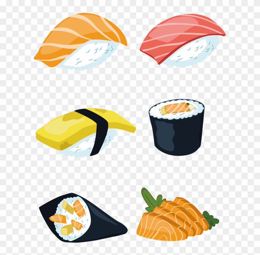 Sushi Japanese Cuisine Sashimi Salmon - Generic Brand Handmade Round Domed Czech Glass Cabochons #1015230