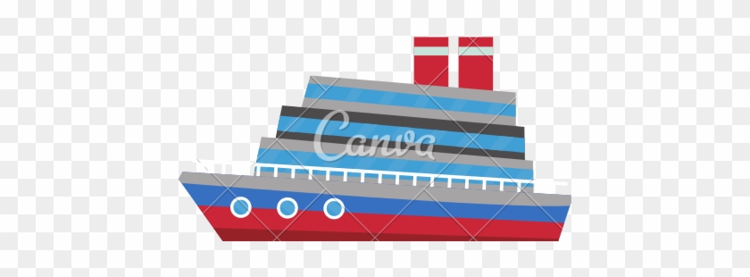 Cruise Ship Icon On Flat Color Circle Buttons Vector - Cartoon Cruise Ship #1015336